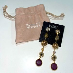 Badgley Mischka Gold Drop Statement Earrings